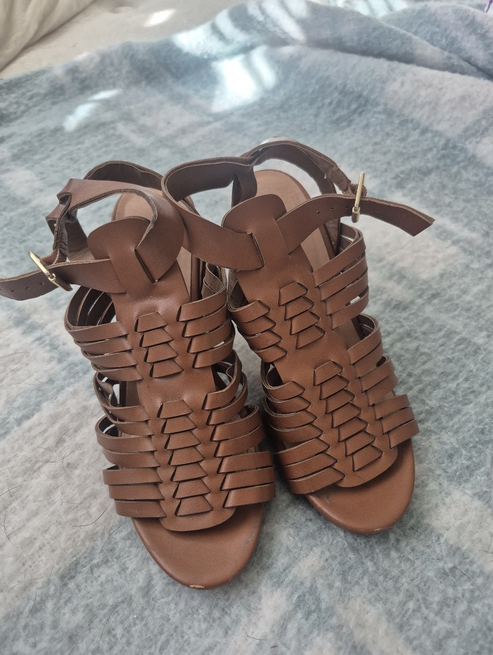 Madden Girl Brown Strappy Sandal Heels